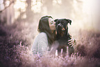 young woman with Rottweiler