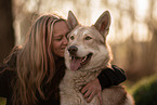 woman with Saarloos Wolfhound