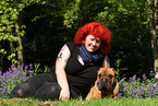 woman and Shar Pei