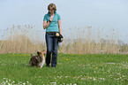 woman and Shetland Sheepdog