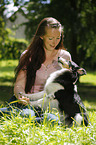 woman and Sheltie