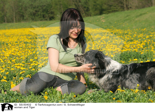 Frau und Altdeutscher Tiger / woman and Tiger / SS-50402