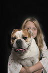 girl and Vintage English Bulldog