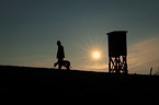 woman and Weimaraner