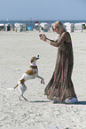 woman and Whippet