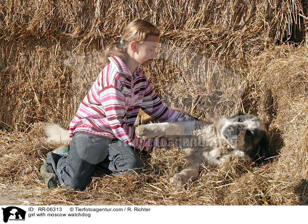 Mdchen mit Moskauer Wachhund / girl with moscow watchdog / RR-06313