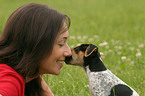 woman with Jack Russell Terrier puppy