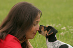 woman with Jack Russell Terrier puppy