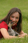 woman with Jack Russell Terrier puppy