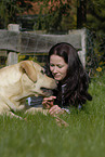 young woman with Labrador