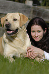 young woman with Labrador