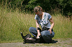 young woman with dog