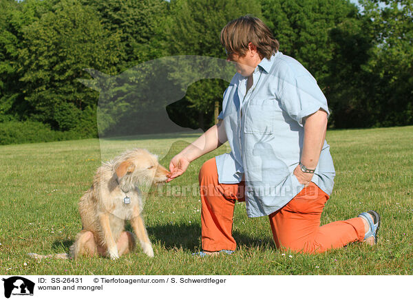 Frau und Podenco-Mix / woman and mongrel / SS-26431