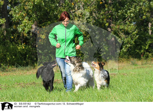 Frau und 3 Mischlinge / woman and  mongrels / SS-55182