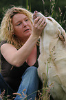 woman with labrador-mongrel