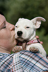 woman with mongrel puppy