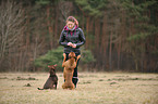 woman with dogs
