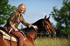 woman rides horse