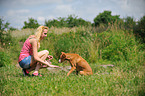 woman with mongrel