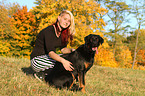 woman with mongrel