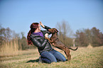 woman and mongrel