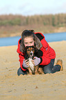 woman and mongrel