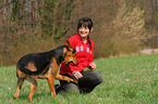 woman and Shepherd-Mongrel