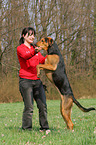 woman and Shepherd-Mongrel
