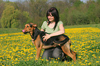 woman and Shepherd-Mongrel