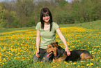 woman and Shepherd-Mongrel