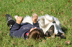 boy and Caucasian-Shepherd-Dog-Mongrel