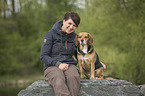 woman with Beagle-Mongrel