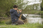 woman with Beagle-Mongrel