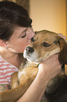 woman with Beagle-Mongrel