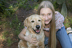 girl with Golden-Retriever-Mongrel