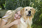 girl with Golden-Retriever-Mongrel