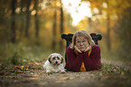 woman and Dachshund-Bolonka-zwetna