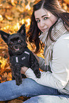 woman and Chihuahua-Yorkshire-Terrier