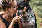 woman and Border-Collie-Mongrel