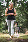 woman and Border-Collie-Mongrel