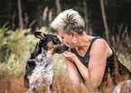 woman and Border-Collie-Mongrel