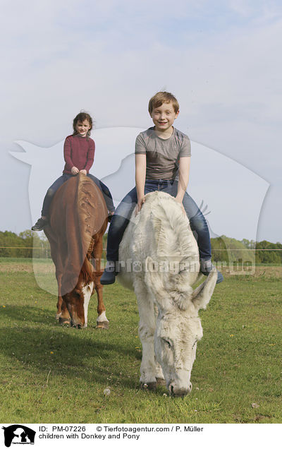 Kinder mit Esel und Pony / children with Donkey and Pony / PM-07226