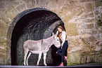 woman and donkey