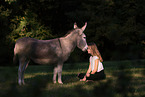 woman and donkey