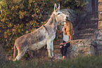 woman and donkey