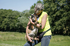 woman with pygmy goat