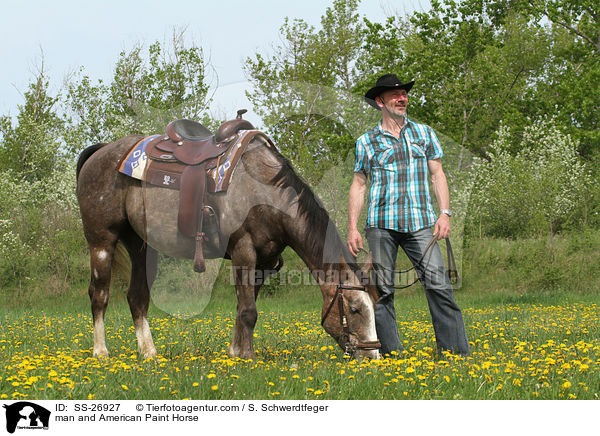 Mann und American Paint Horse / man and American Paint Horse / SS-26927