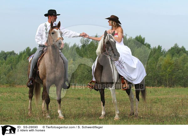 2 Reiter mit Pferd / 2 riders with horses / SS-28690
