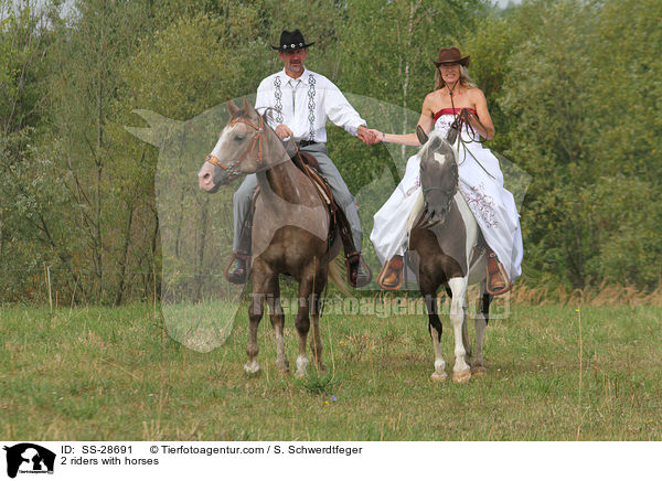 2 Reiter mit Pferd / 2 riders with horses / SS-28691