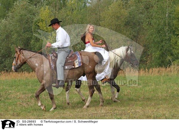2 Reiter mit Pferd / 2 riders with horses / SS-28693